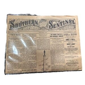 Antique Januvember 1891 The Southern Sentinel Newspaper Atlanta Georgia Vol LX‎